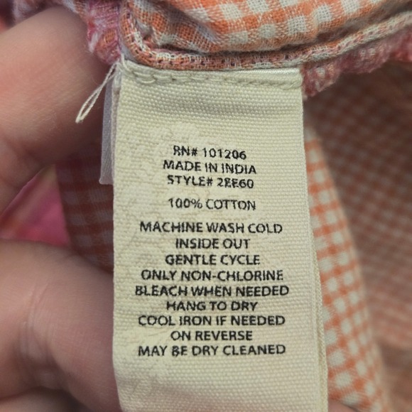 Soft Surroundings Plaid Cotton Gauze Blouse Short Sleeve Pink M Spring Preppy - Picture 9 of 10